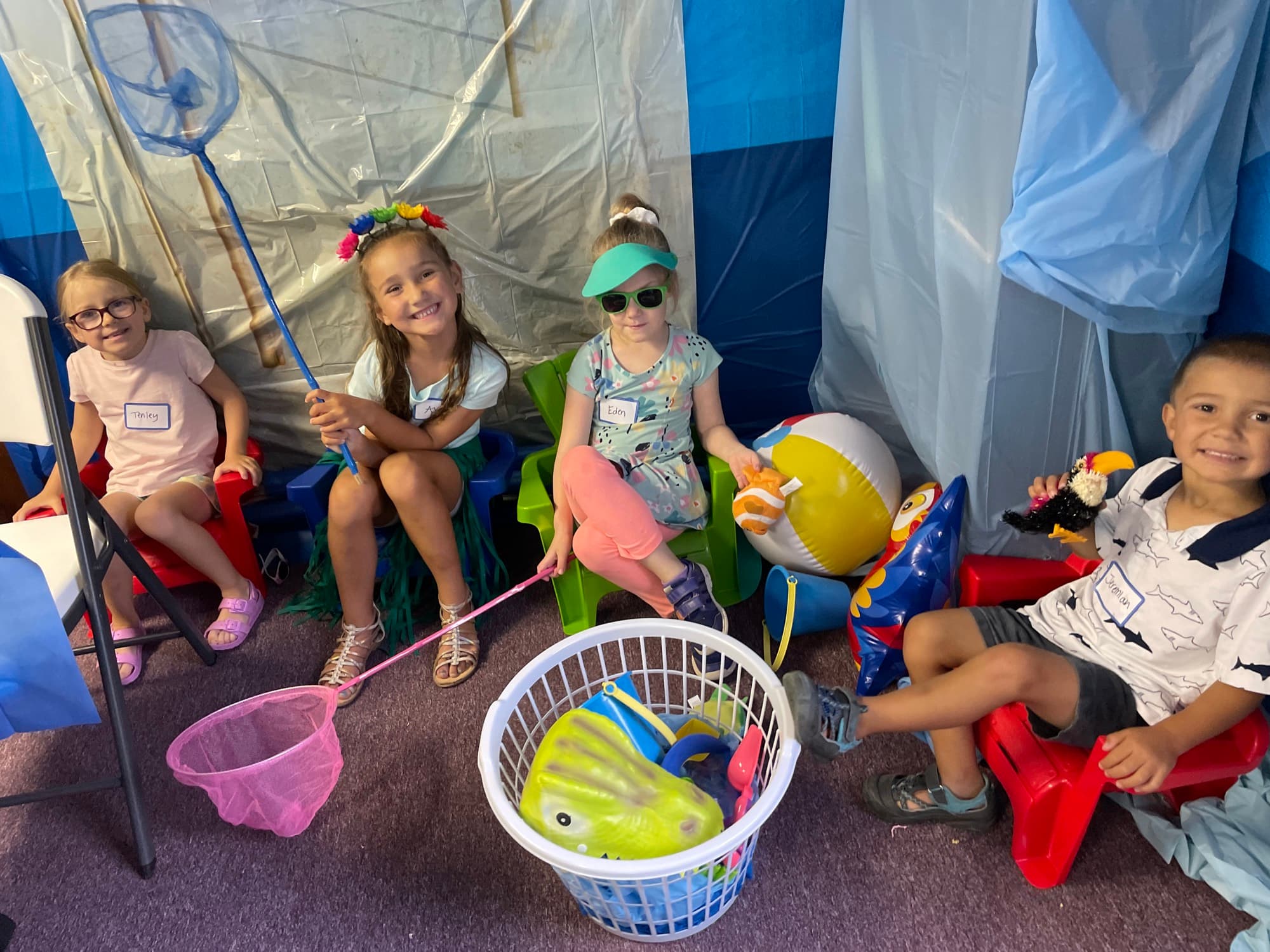 Children at the Vacation Bible School photo booth
